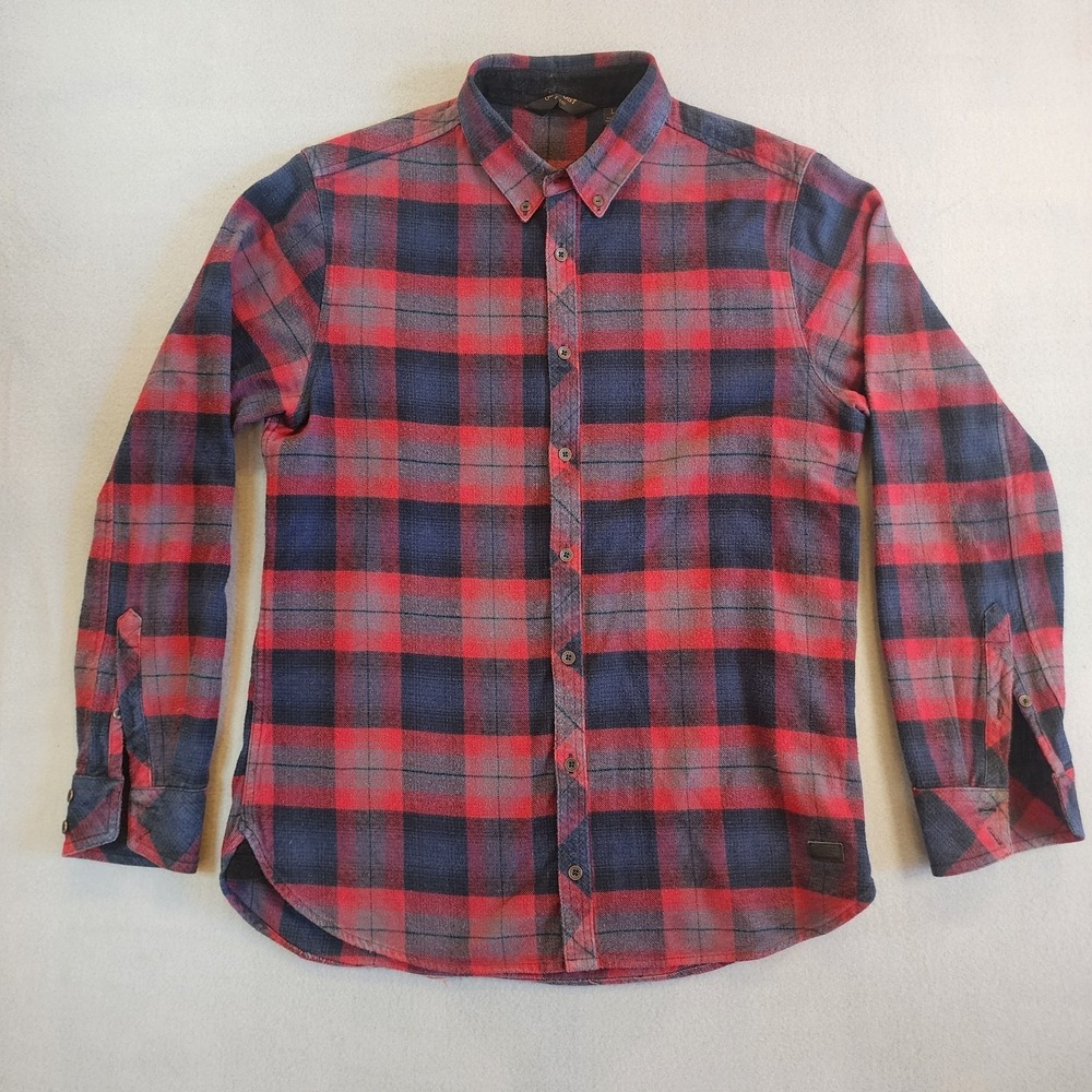 Outpost Makers Mens Plaid Flannel Shirt Red Blue Button Front Size‎ M Medium